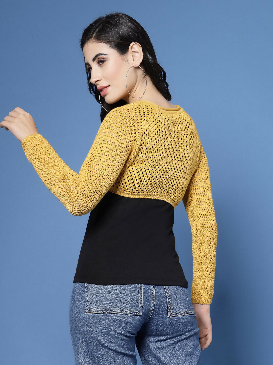 Women Winter Yellow Cotton Pullover - Wool Trees