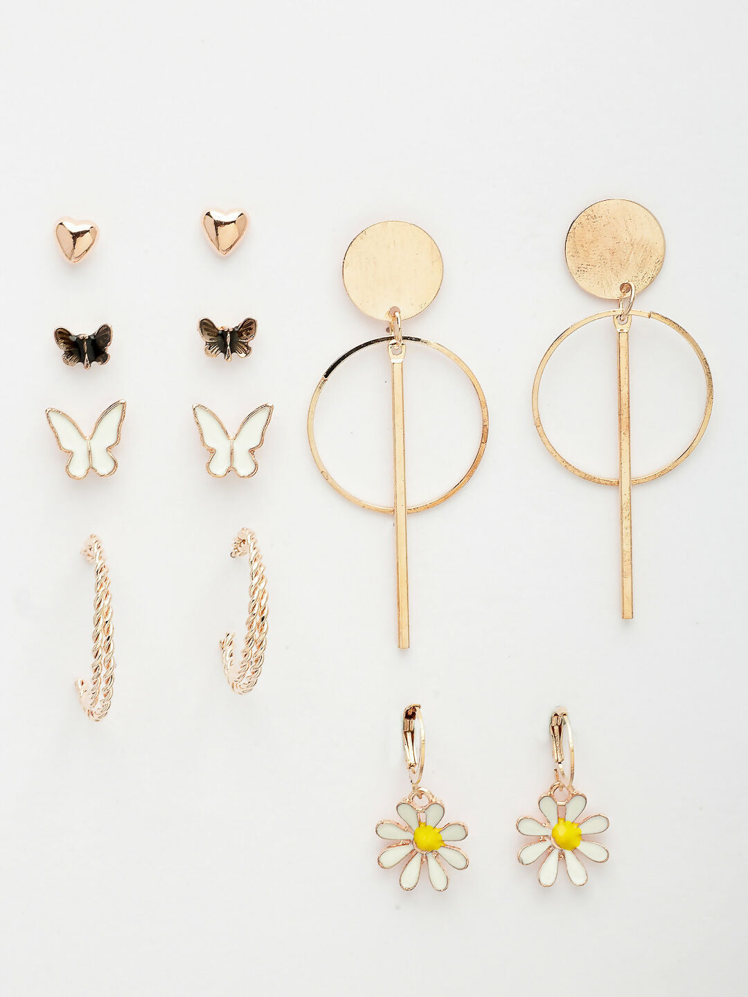 NVR Women's Set of 6 Rose Gold-Polished Contemporary Drop Earrings