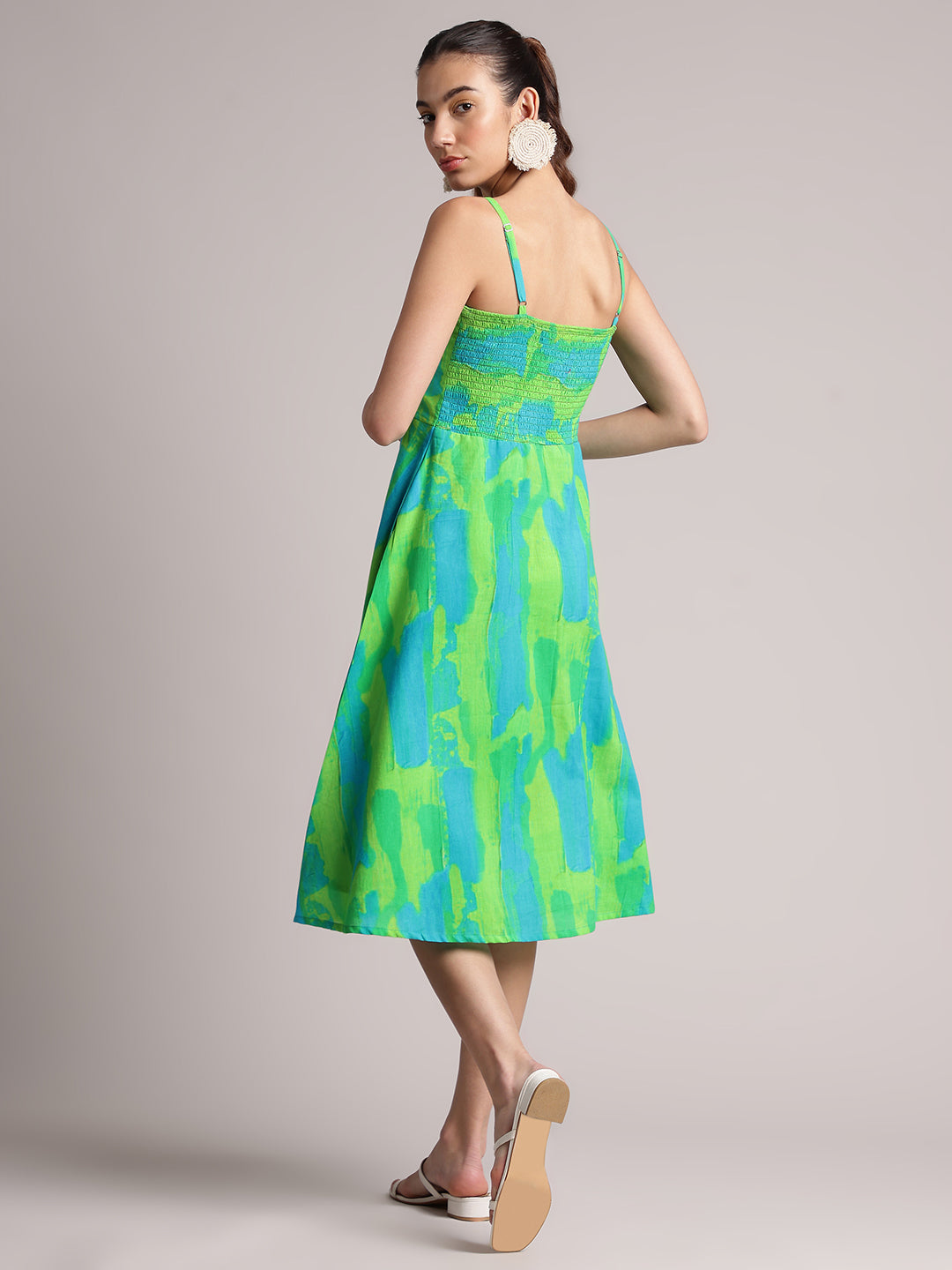 Zaccai Women's Lime Cambric Abstract Dress