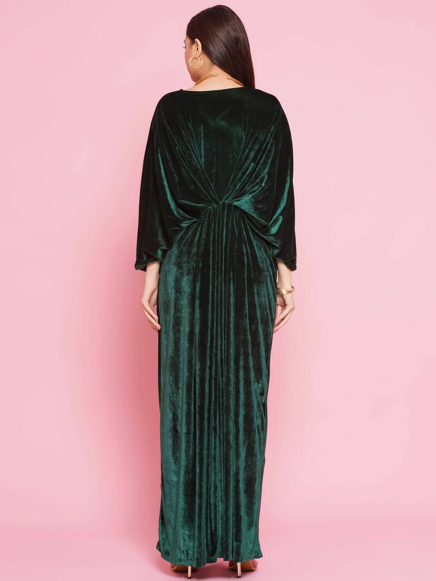 Women Republic Green Velvet Hand Embellished Gown