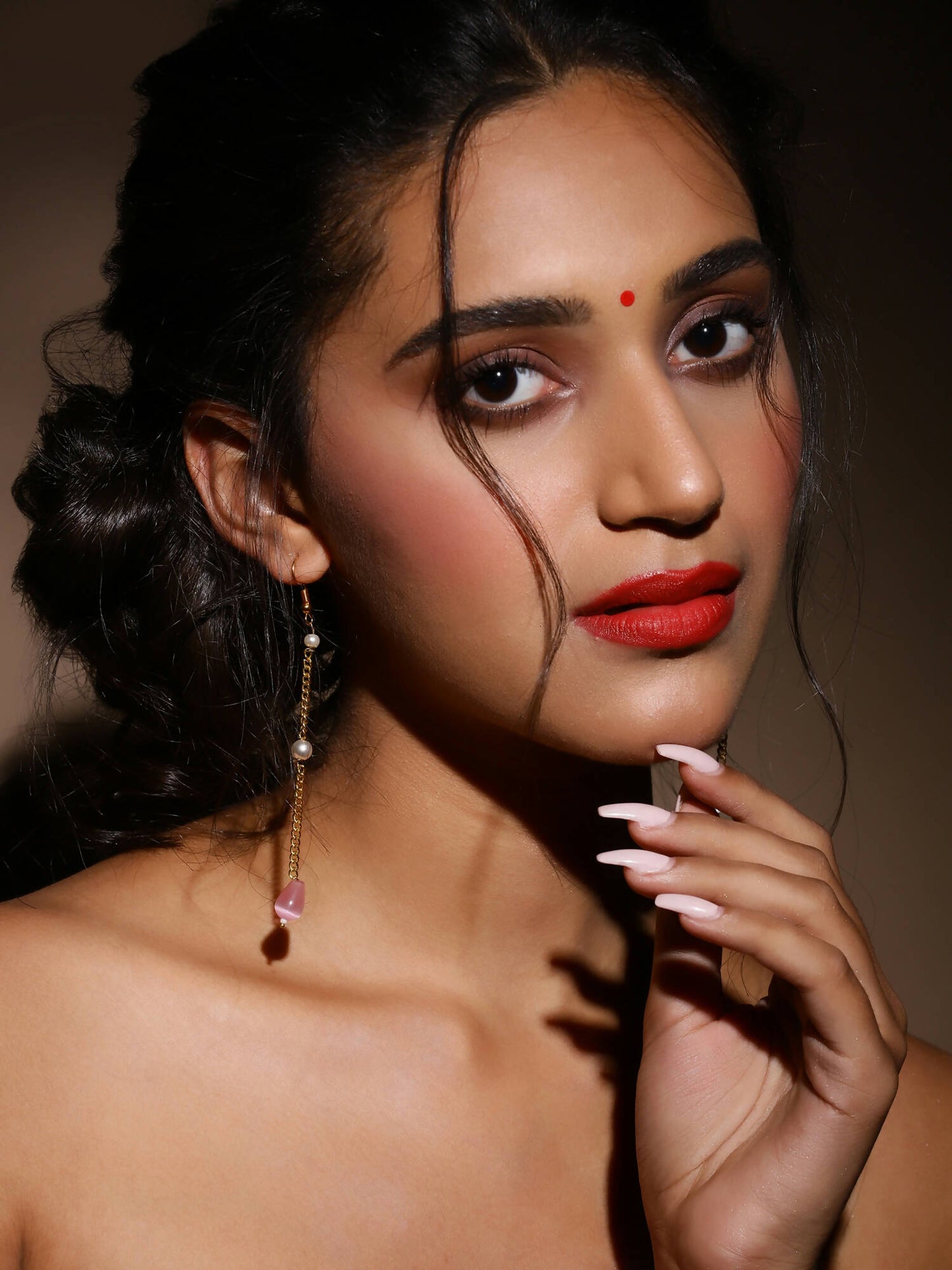 Gold-Polished Contemporary Drop Earrings - Ruby Raang