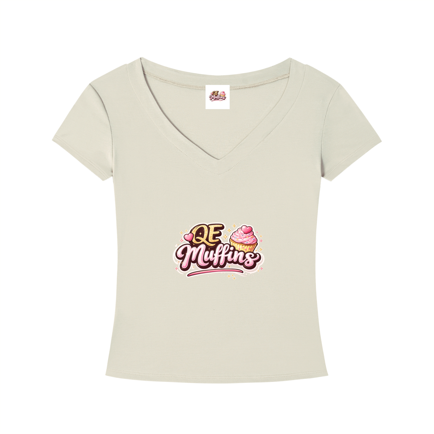 QE Muffins Tencel Slim Fit V-Neck T-Shirt