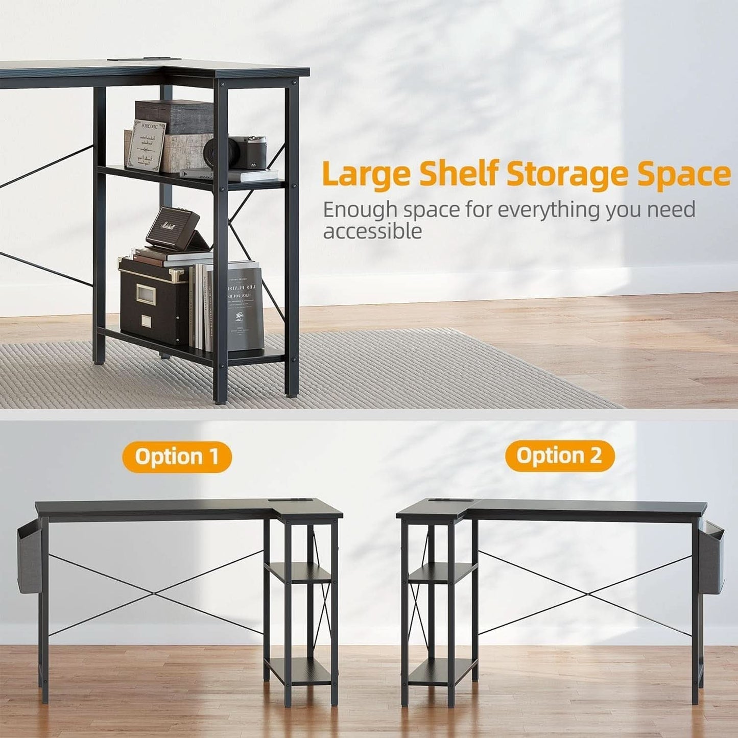 L Shaped Computer Desk With Power Outlets 47 Inch Corner