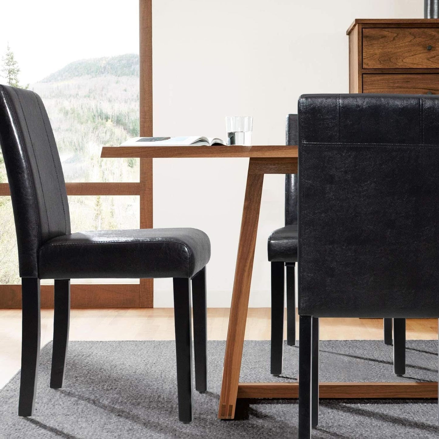 PU Leather Dining Chairs Black Set of 4 Modern Comfort