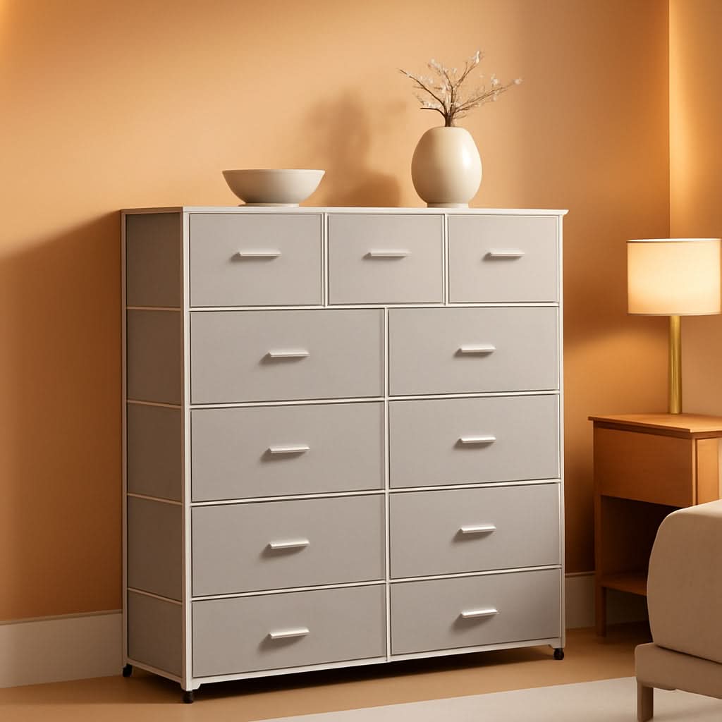 Tall Fabric Dresser Storage Tower With 11 Deep Drawers