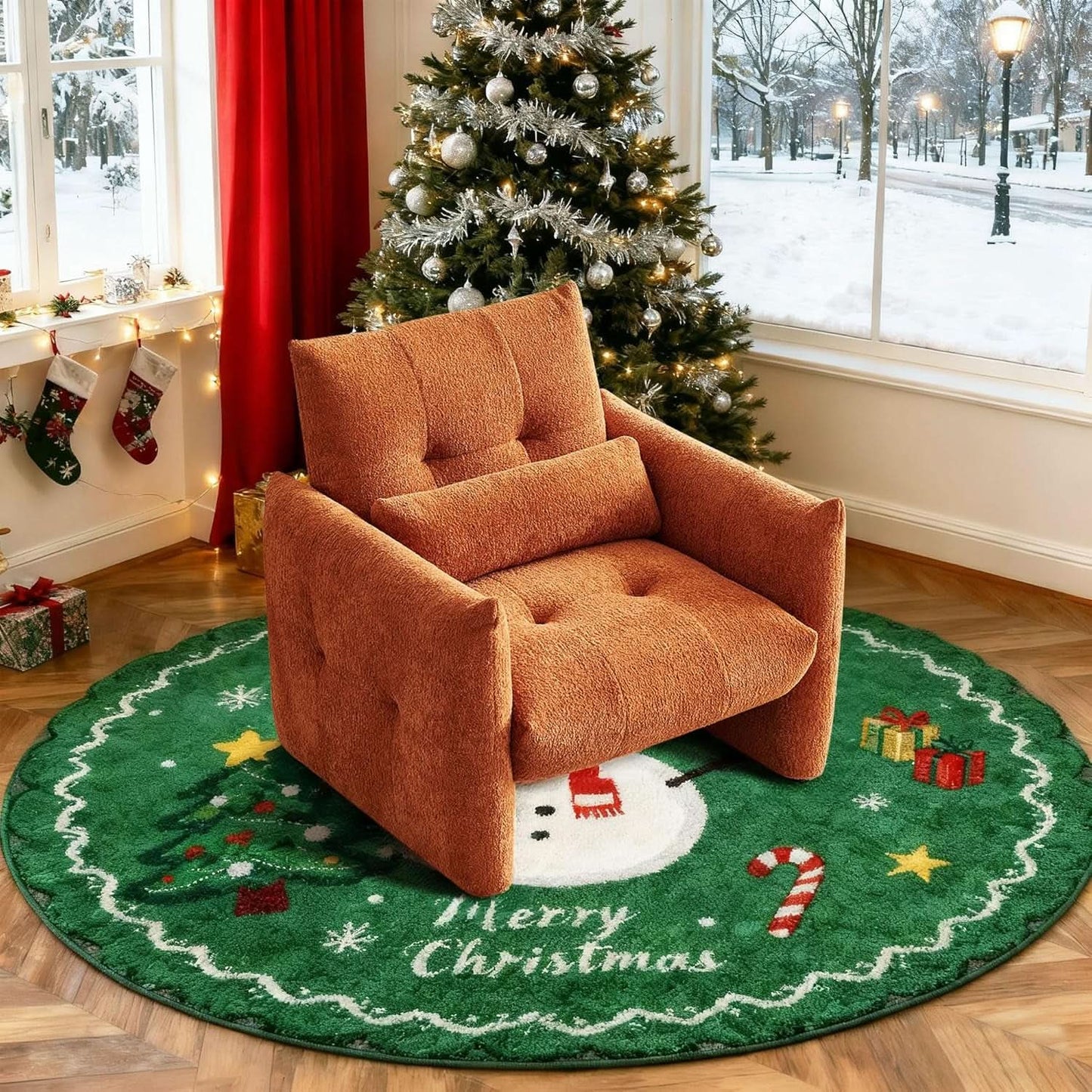 Taupe Sherpa Upholstered Accent Arm Chair Luxurious