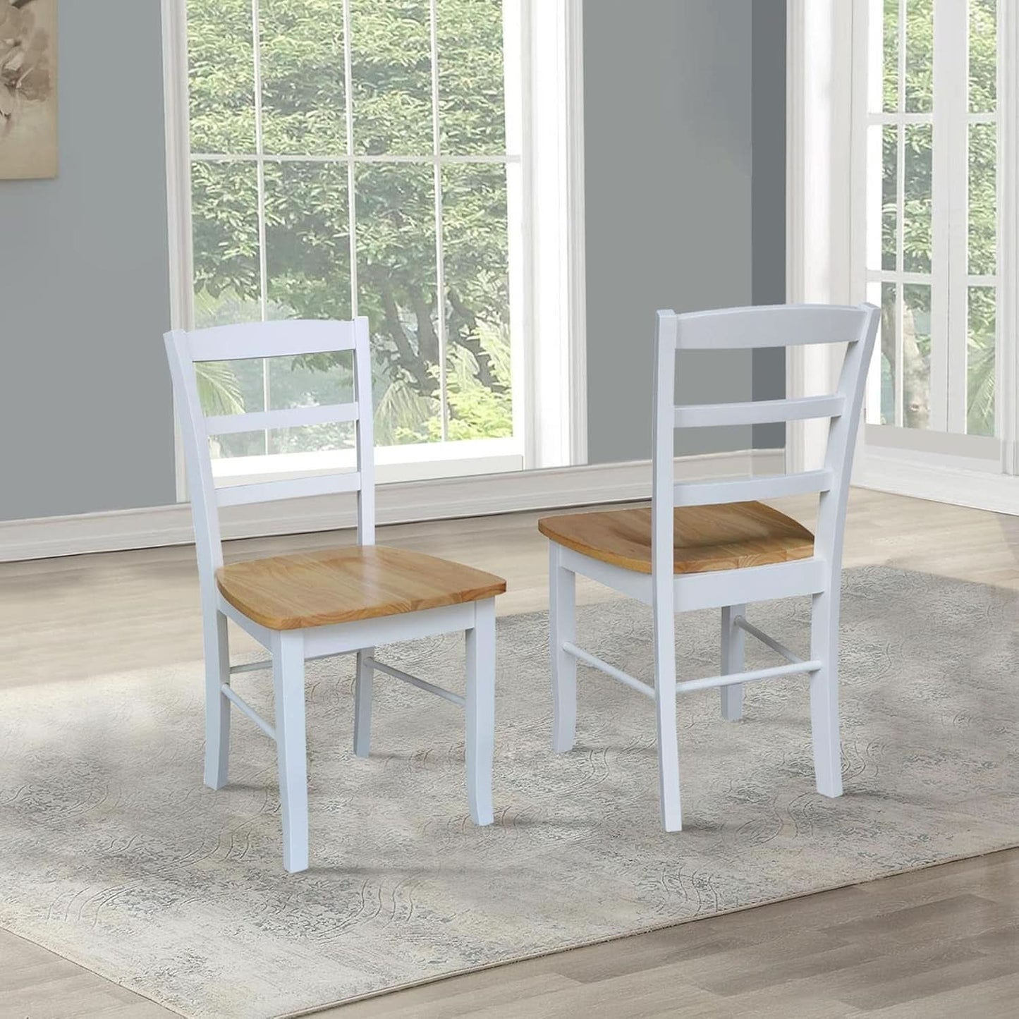 Madrid Ladderback Dining Chairs Parawood Construction White Natural