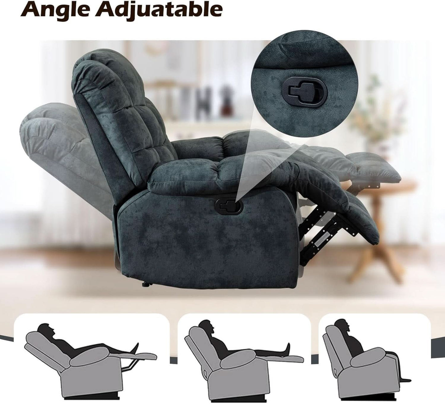 Grey Manual Reclining Living Room Set With One Seat Recliner And 3 Seat Sofa