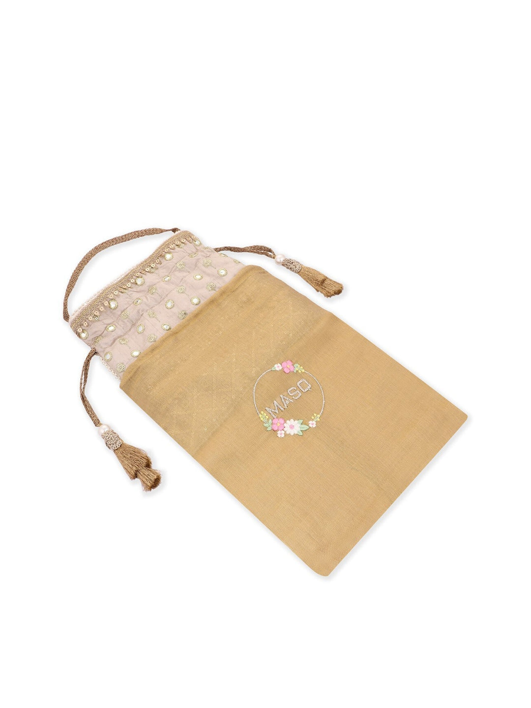 Masq Black & White Embroidered Potli Clutch