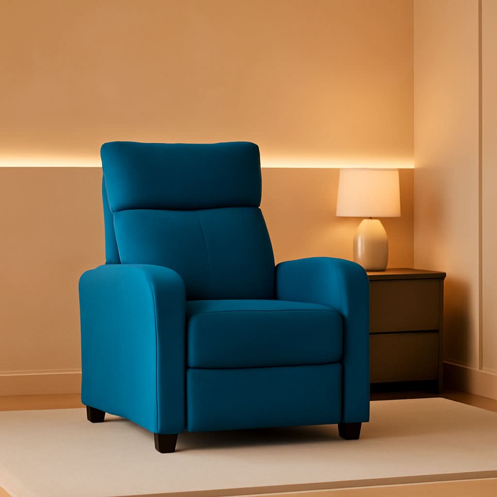 Blue Fabric Recliner Chair For Living Room Comfort