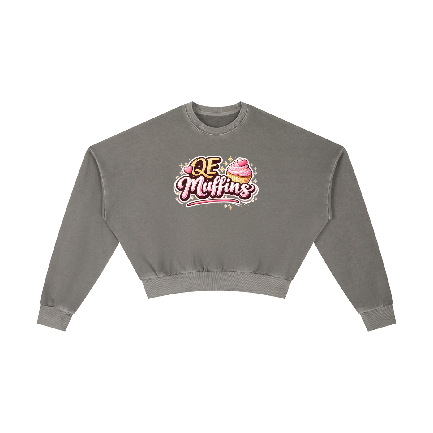 QE Muffins Vintage Washed Cropped Sweatshirt