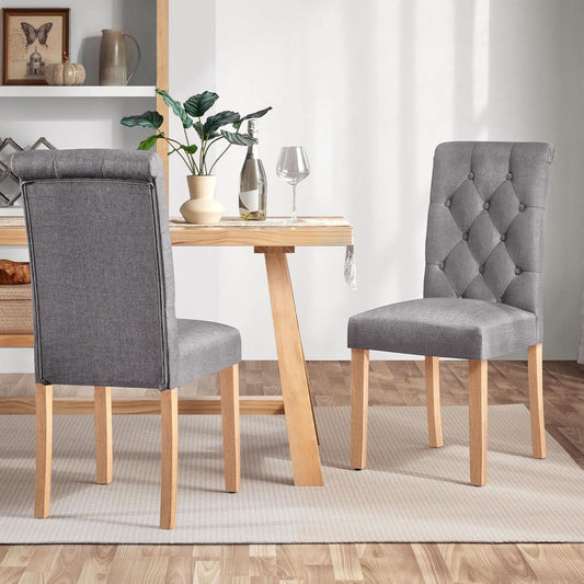 Parsons Dining Chairs Set of 2 Upholstered High Back Dark Gray