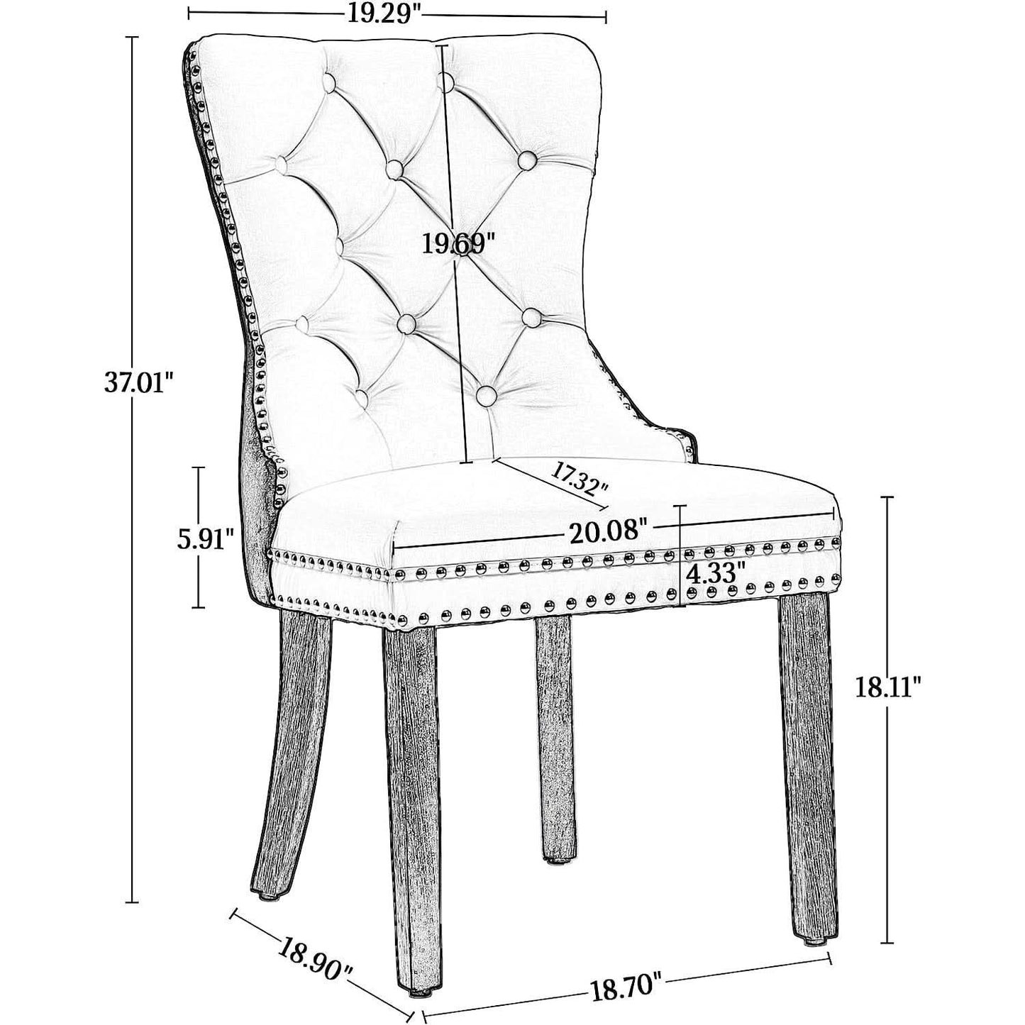 Tufted Velvet Dining Chairs Set of 4 With Acrylic Legs
