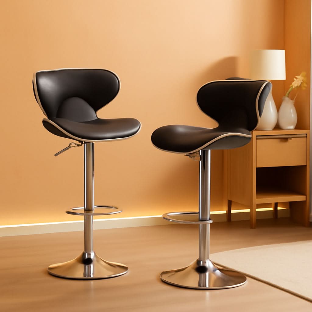 Masaccio Grey Leatherette Airlift Swivel Barstool Set of 2