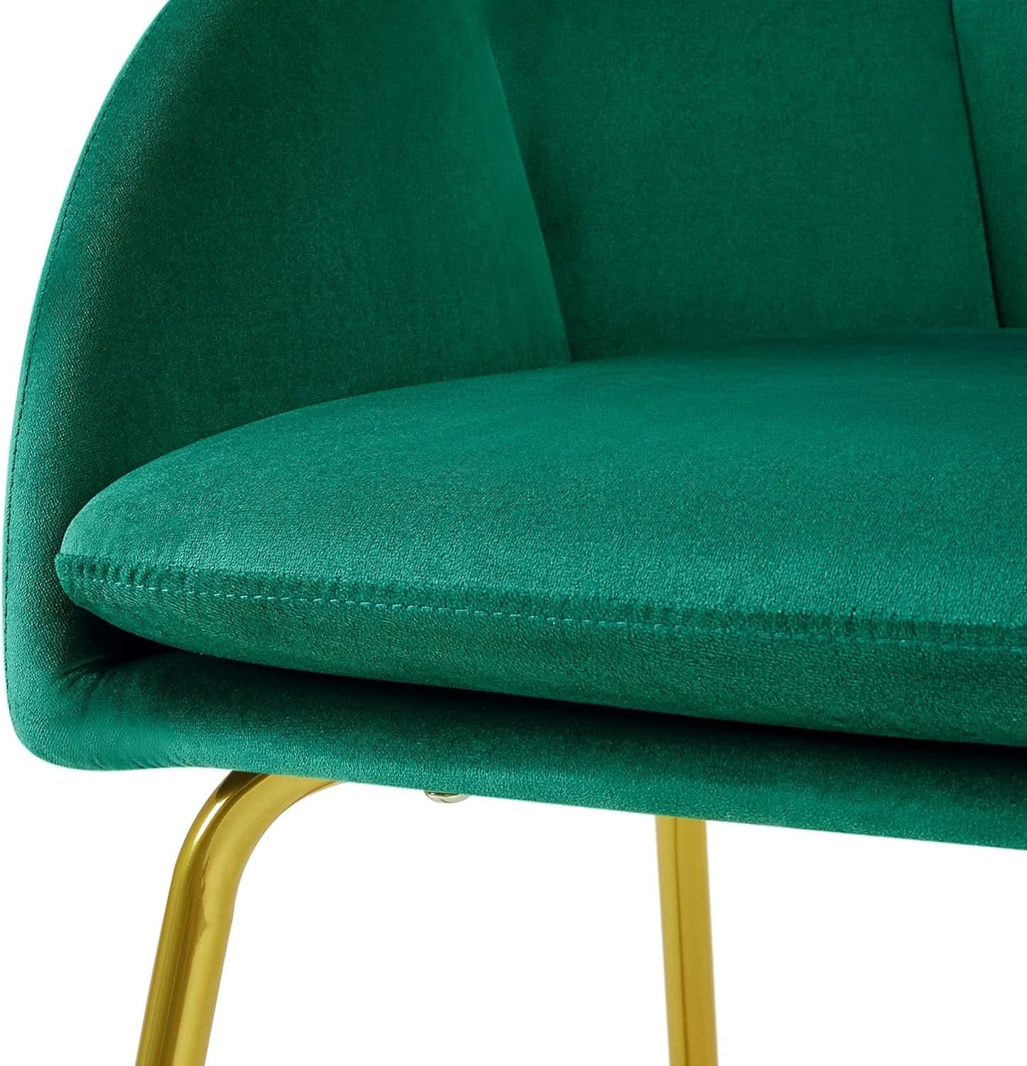 Flower Velvet Vanity Chair Green Upholstery With Gold Legs