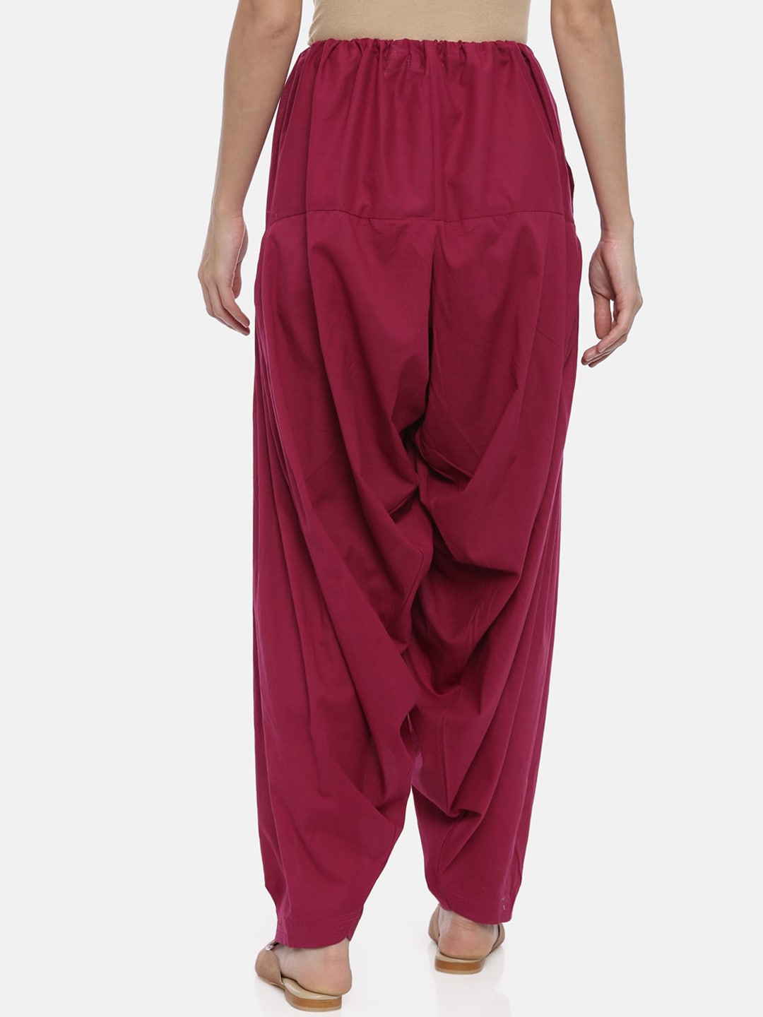 Souchii Maroon Solid Regular-Fit High-Rise Patiala