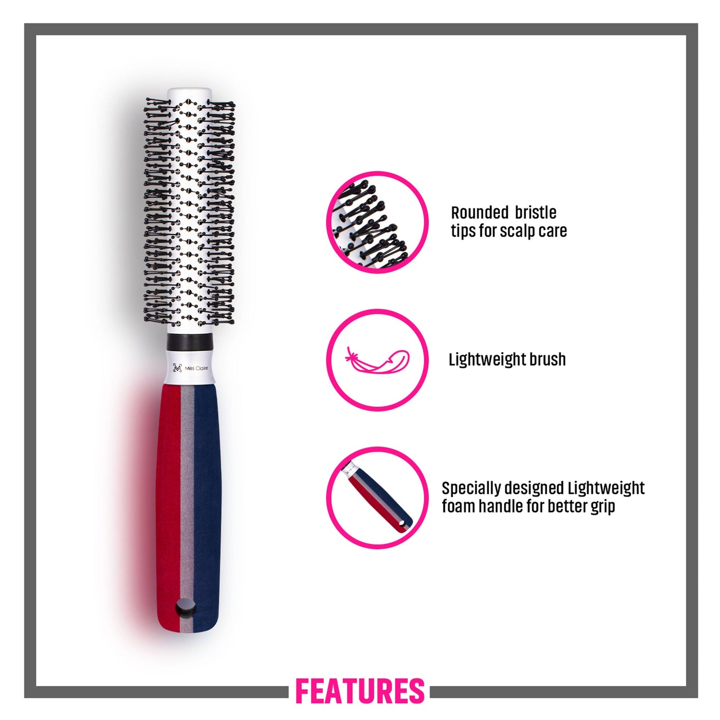 Miss Claire R9802Evsa Round Hair Brush