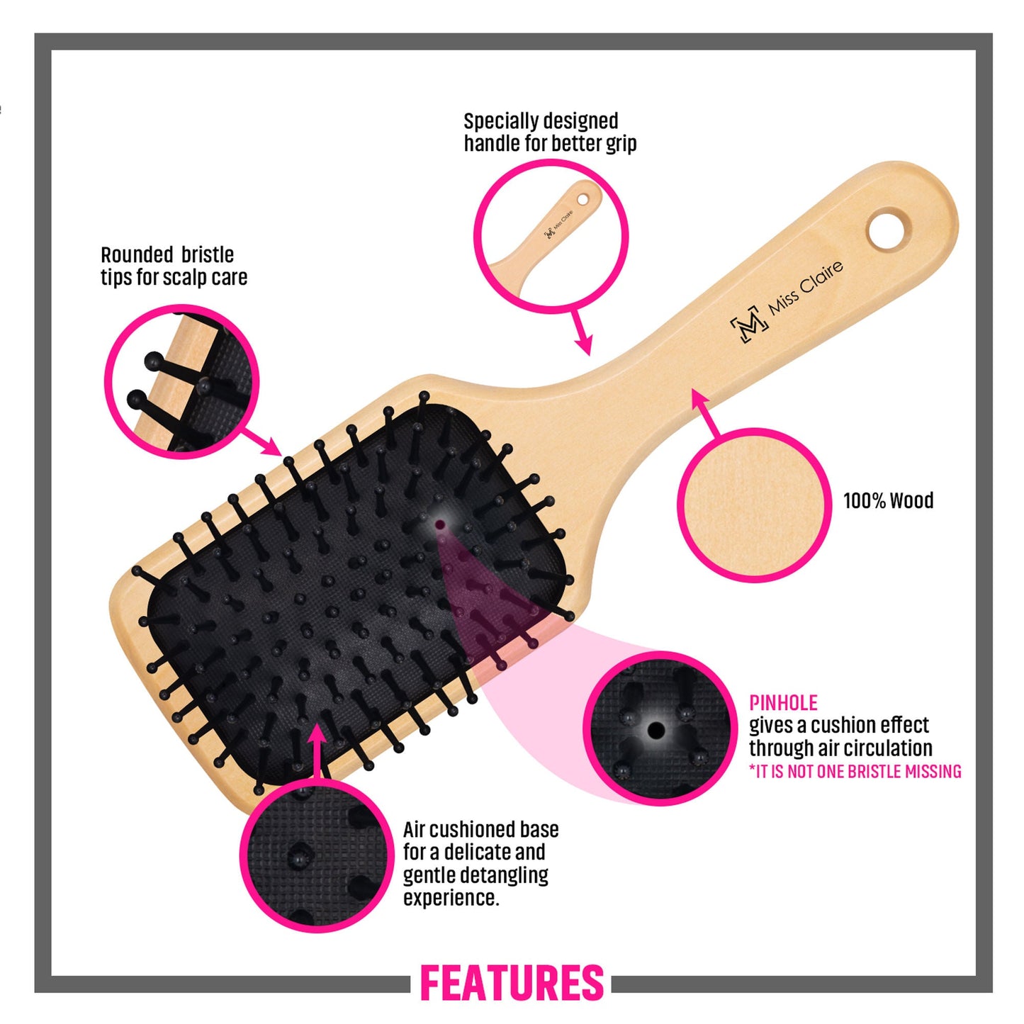 Miss Claire P79R1N Paddle Hair Brush