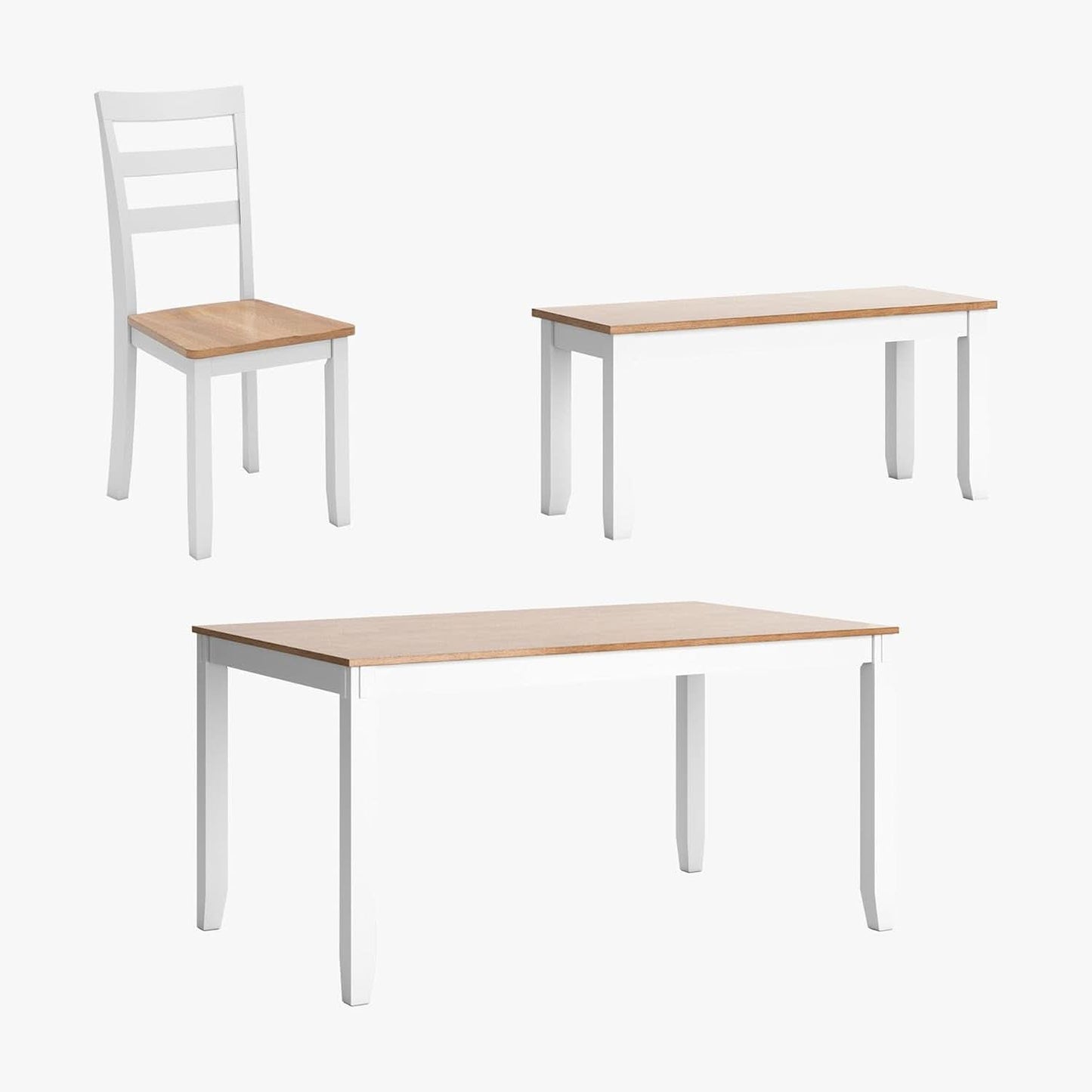 Dining Table Set White Mango Wood Contemporary Style Edition