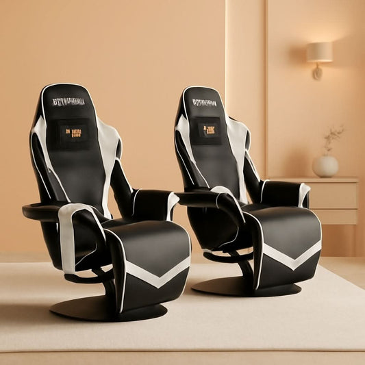 White Gaming Recliner Cupholder And Adjustable Footrest