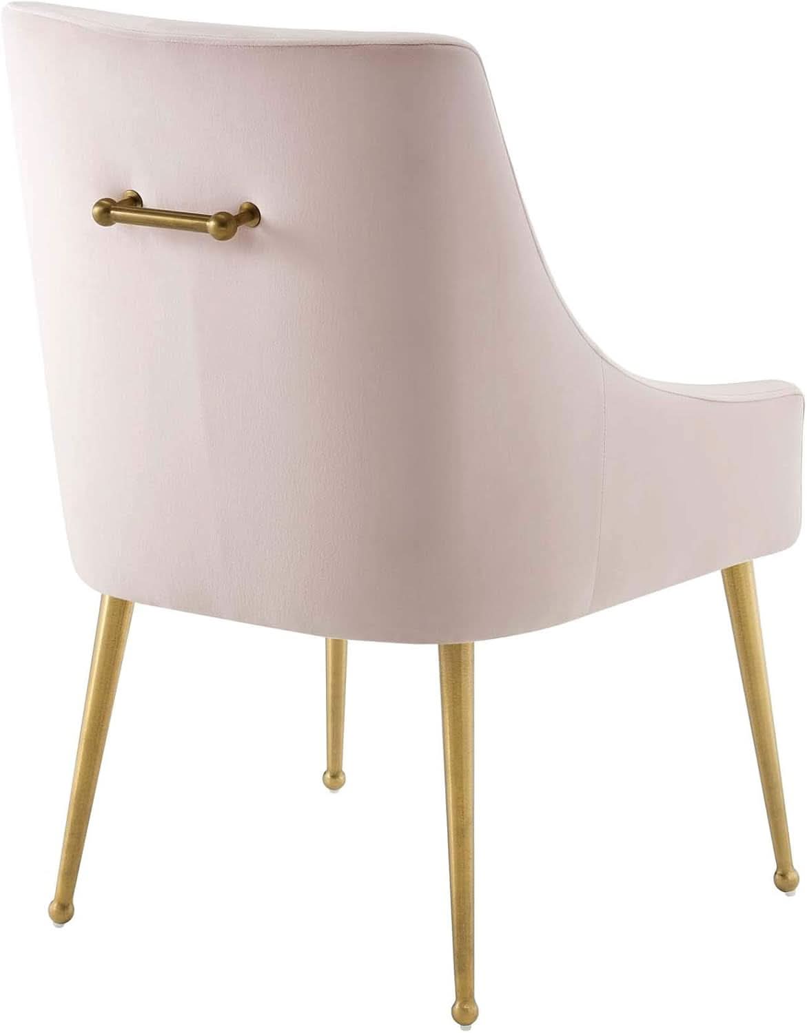 Pink Velvet Dining Chair With Gold Accents For Dining Room