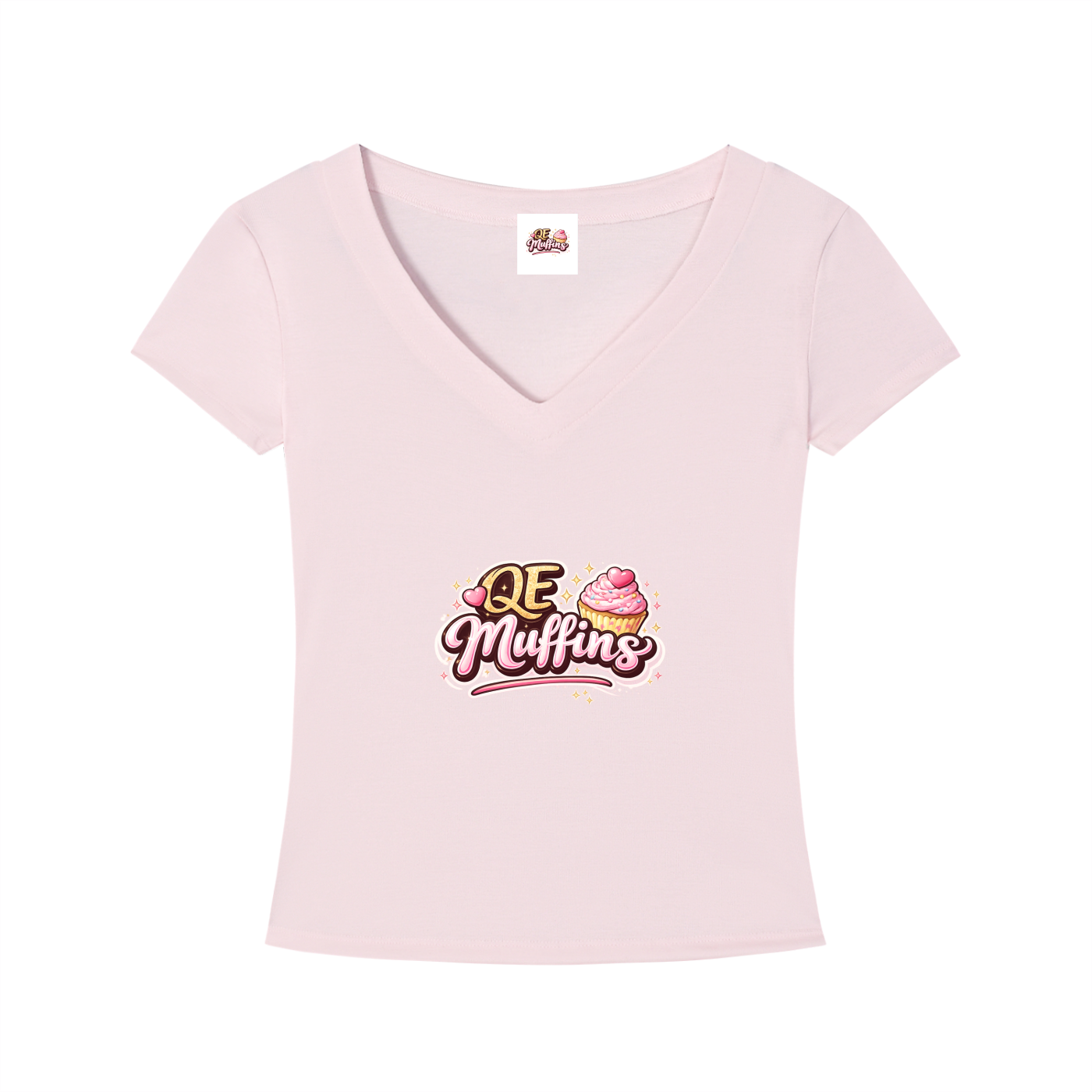 QE Muffins Tencel Slim Fit V-Neck T-Shirt