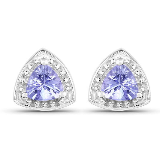 0.86 Carat Genuine Tanzanite .925 Sterling Silver Earrings