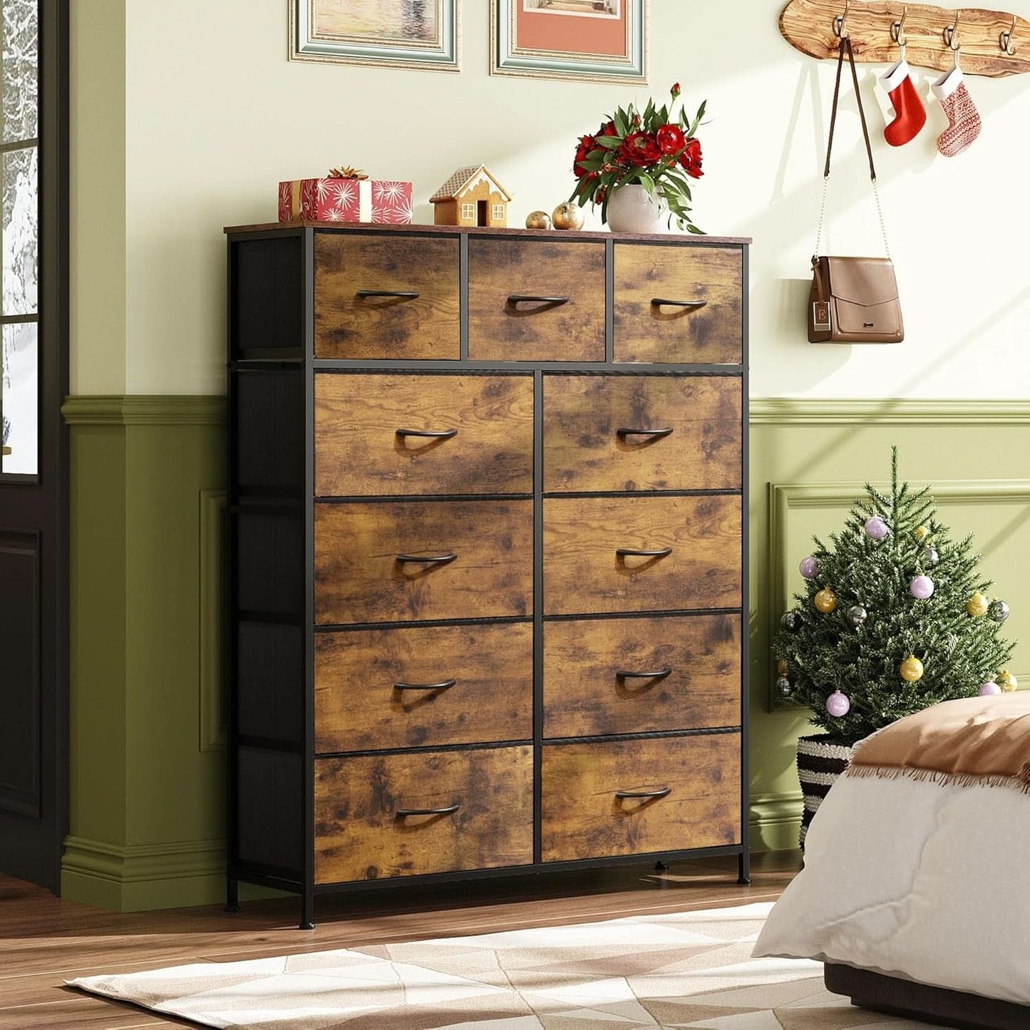 Tall Fabric Dresser With 11 Drawers Storage Tower Unit
