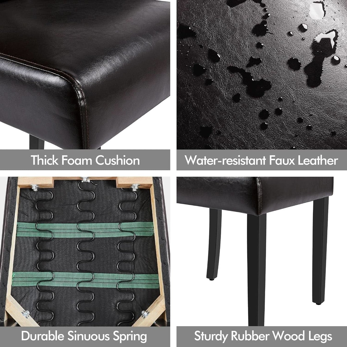 Faux Leather Dining Chairs Brown Set Of 2 For Dining Room