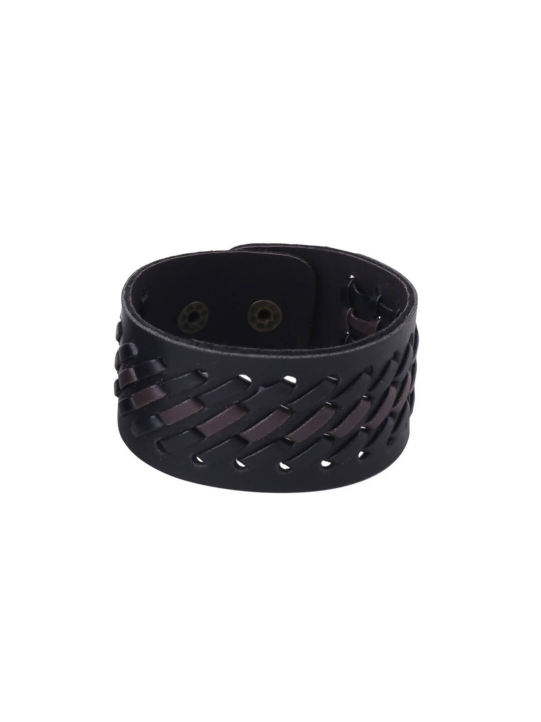 NVR Men's Black Leather Bracelet