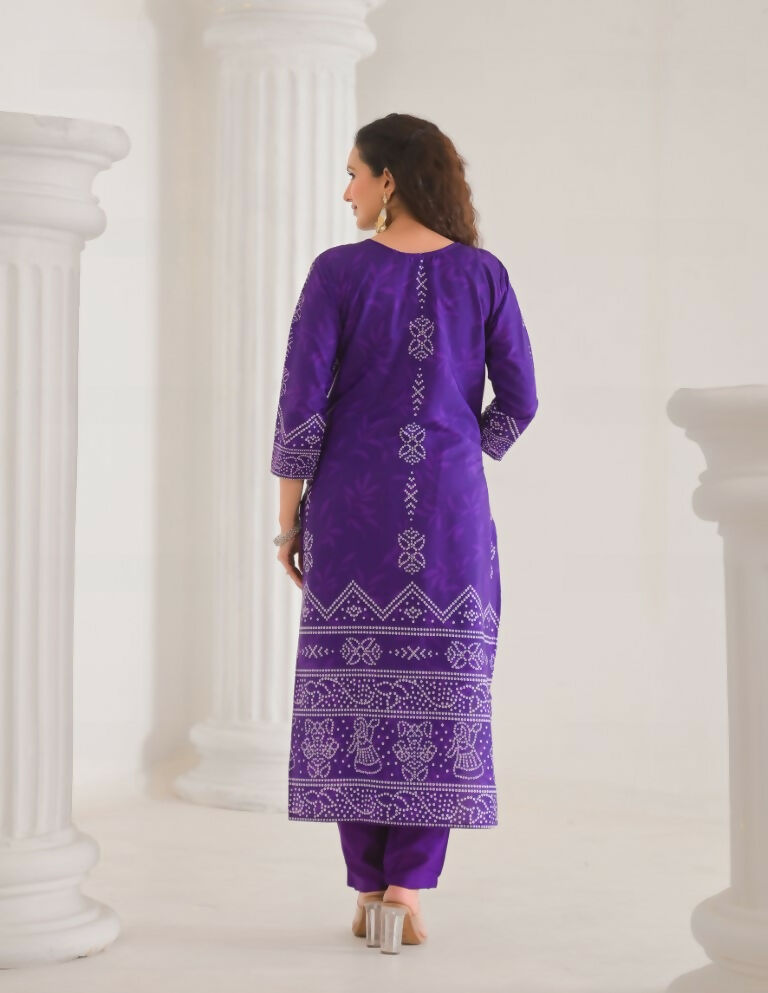 Festive Ethnic French Crepe Blue Stitched Suit With Dupatta - Rashmika