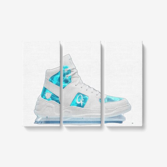 QE Sneaker 3 Piece Canvas Wall Art for Living Room - Framed Ready to Hang 3x8"x18"