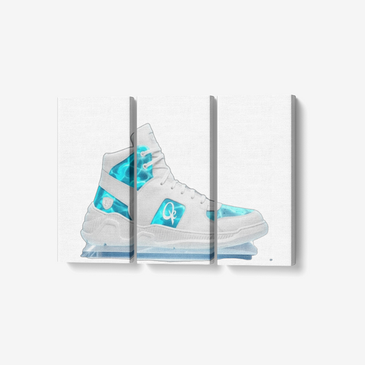QE Sneaker 3 Piece Canvas Wall Art for Living Room - Framed Ready to Hang 3x8"x18"