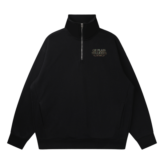 QE Plaid Walkers Quarter-Zip Drop Shoulder Sweatshirt