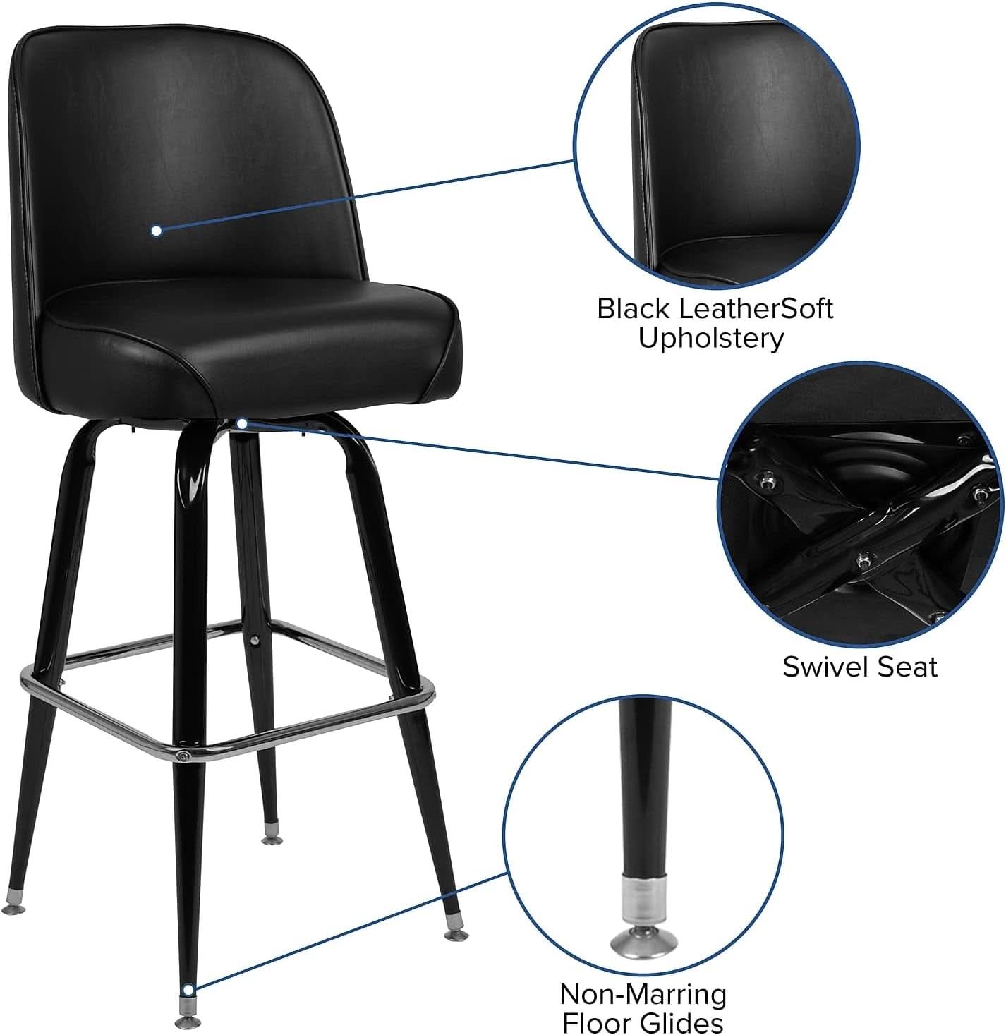 Swivel Bucket Seat Metal Barstools for Stylish Dining