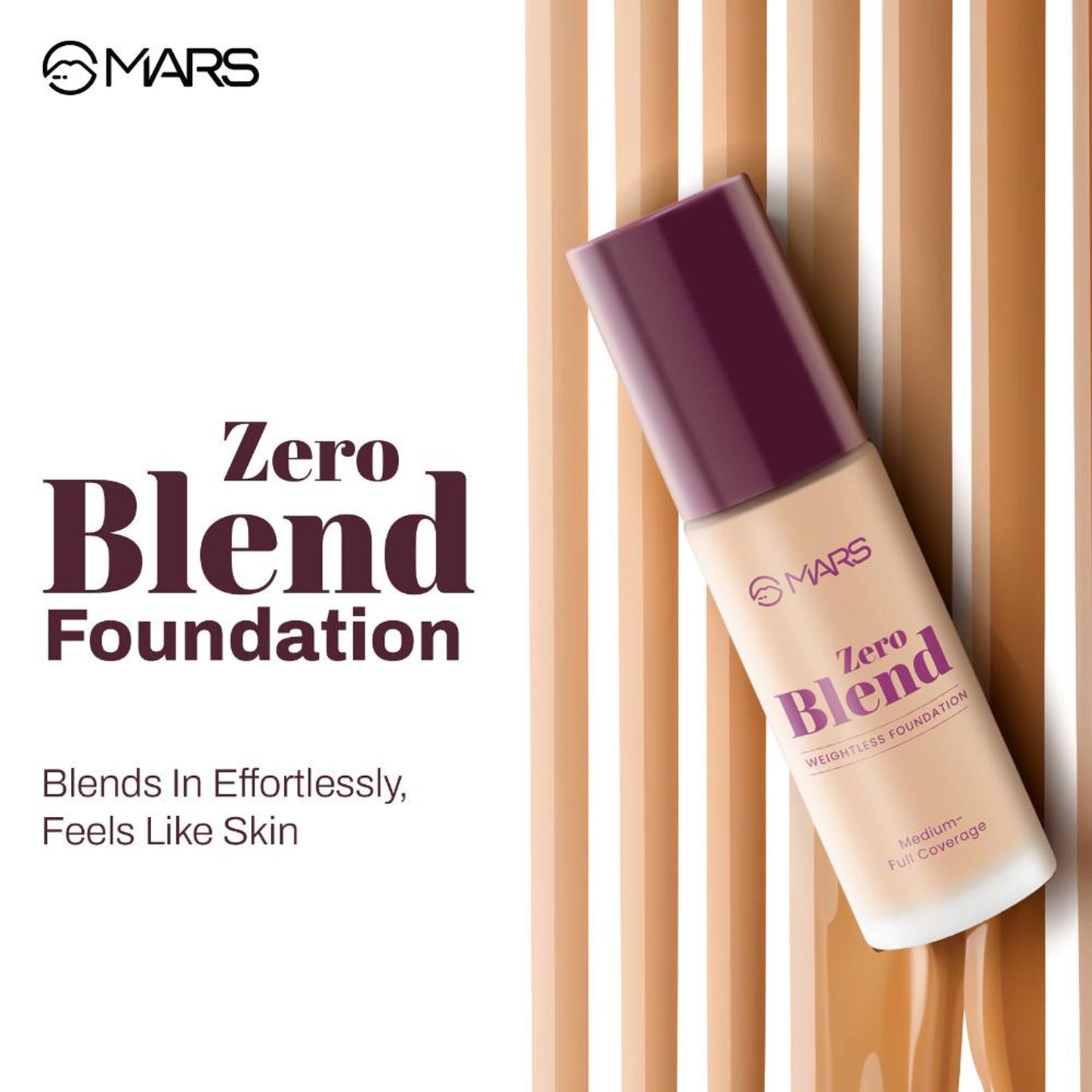 MARS Cosmetics SPF30 PA+++ Zero Blend Weightless Foundation - 04 Almond Butter