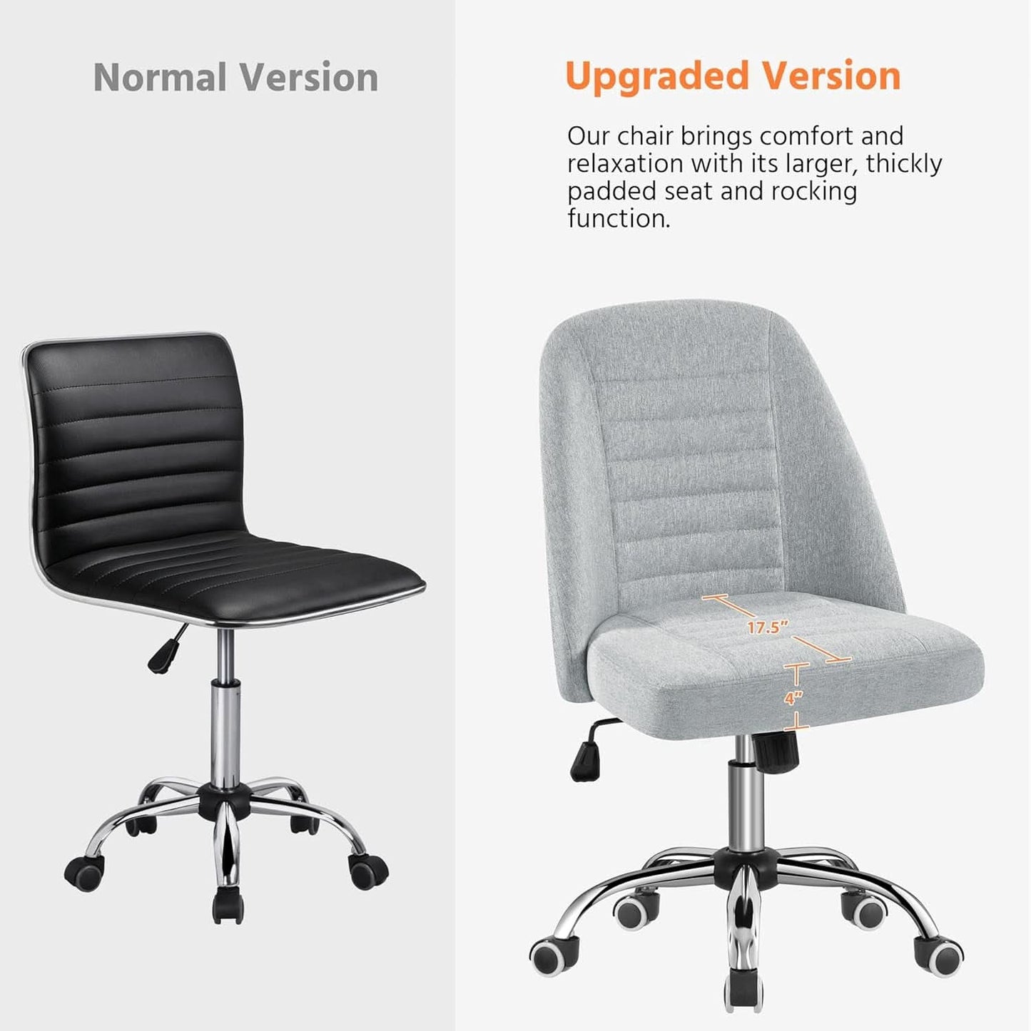 Linen Office Desk Chair With Rolling Wheels For Home Office