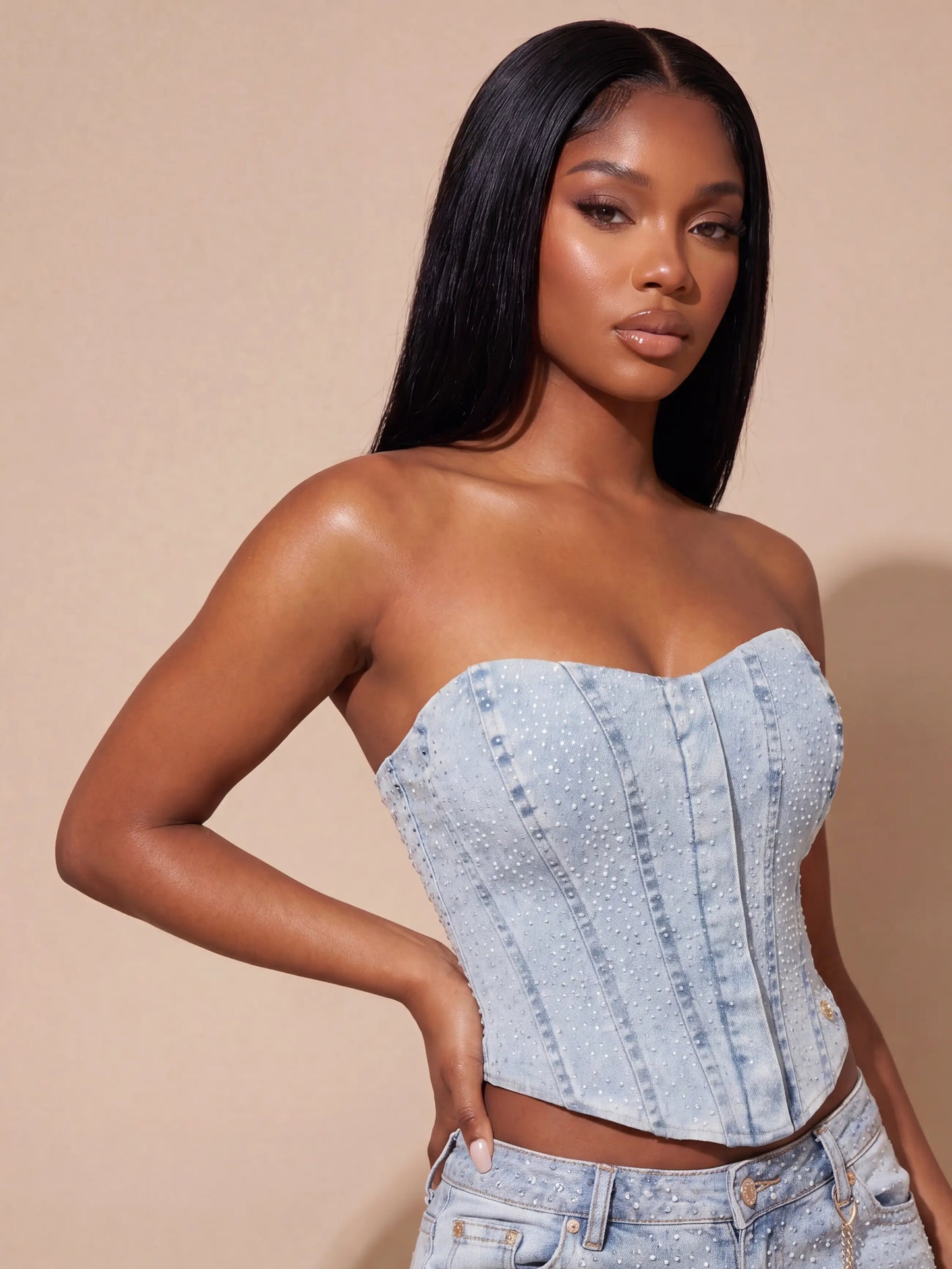 Rain on Me Corset - Medium Wash