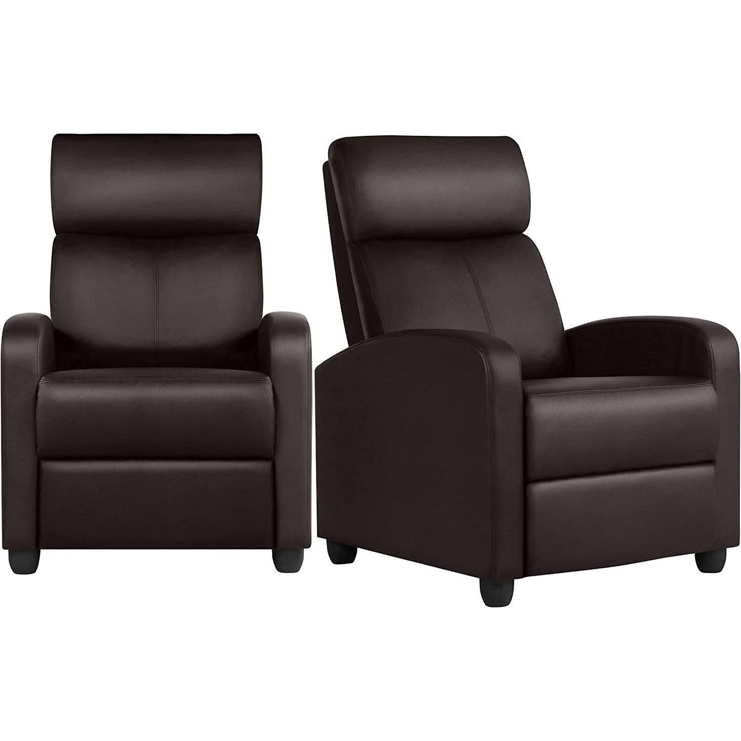 Set Of 2 PU Leather Padded Recliner Chairs For Living Room