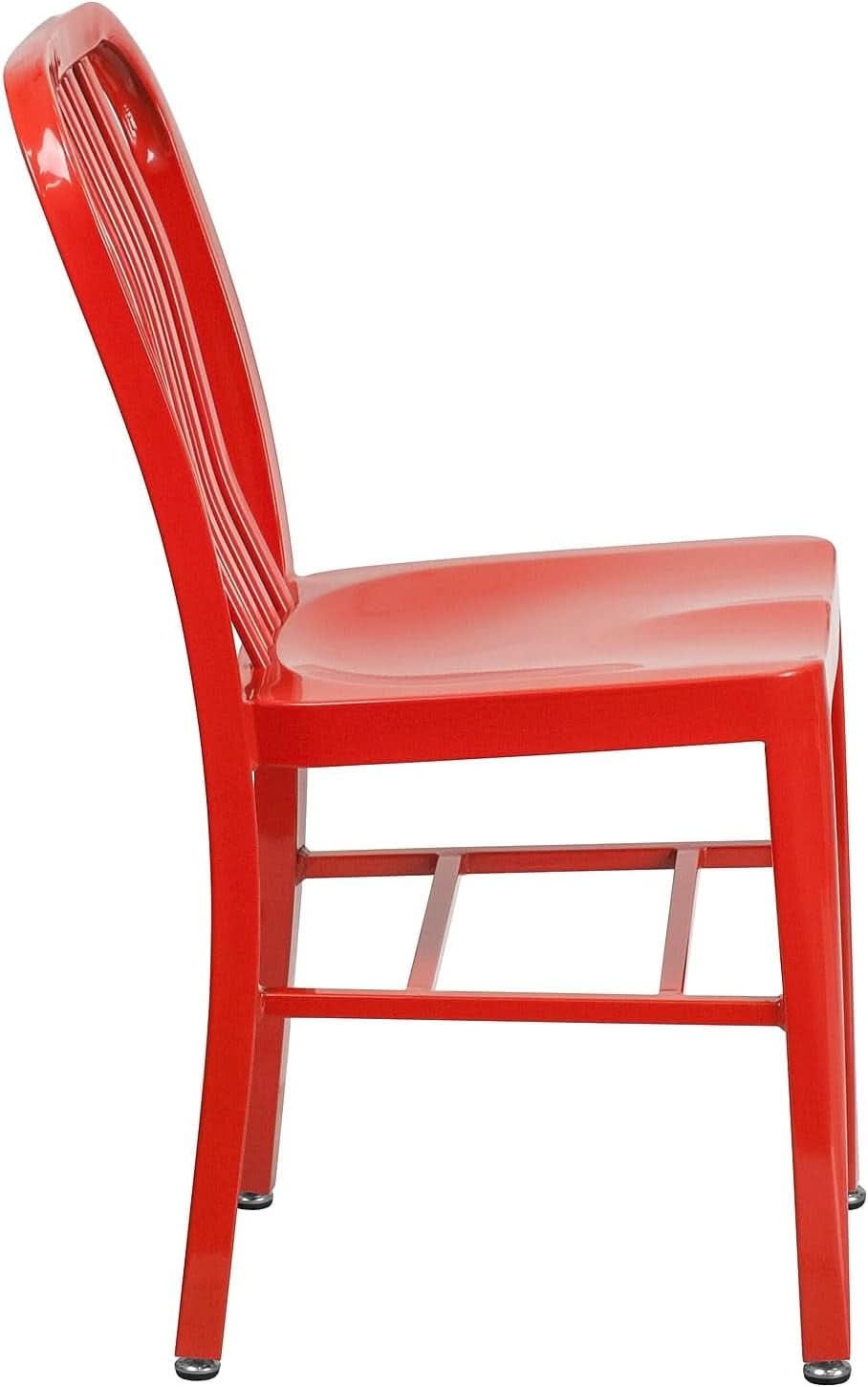 Commercial Grade Red Metal Indoor Outdoor Chair For Dining