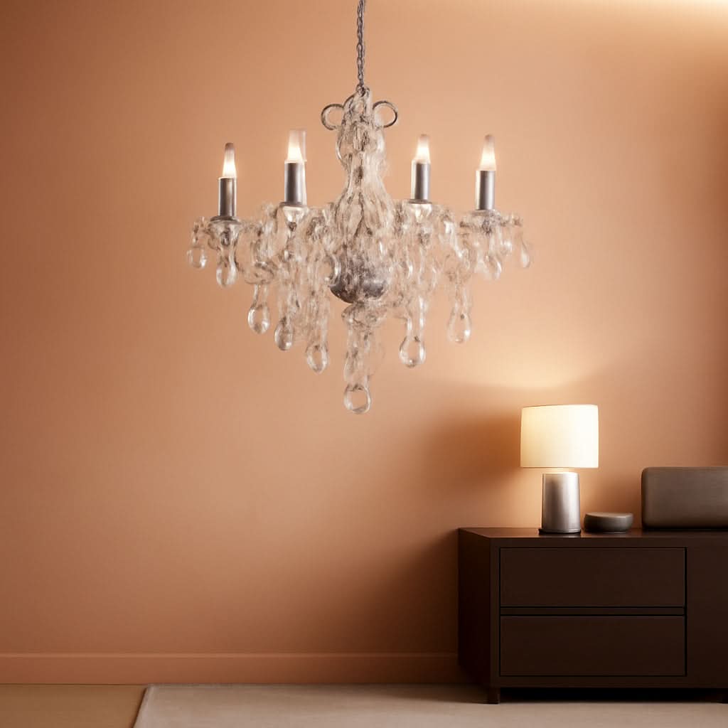 Champagne Crystal Chandelier 5 Light Modern Bedroom