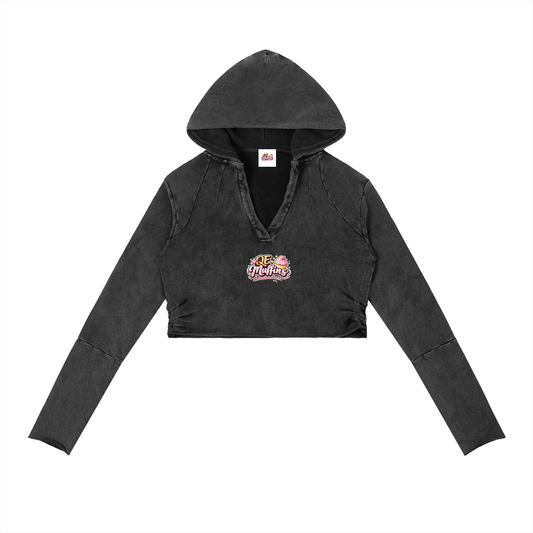 QE Muffins Vintage Washed Raw Edge Hoodie