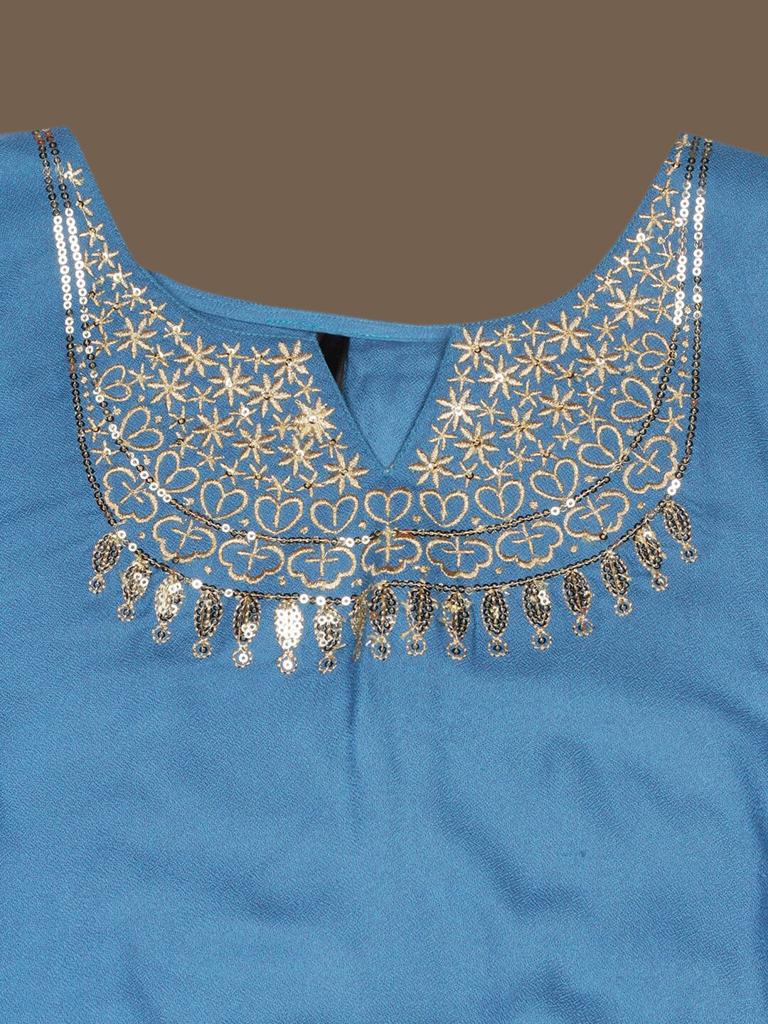 HERE&NOW Floral Embroidered Sequined Kaftan Kurti with Dhoti Pants