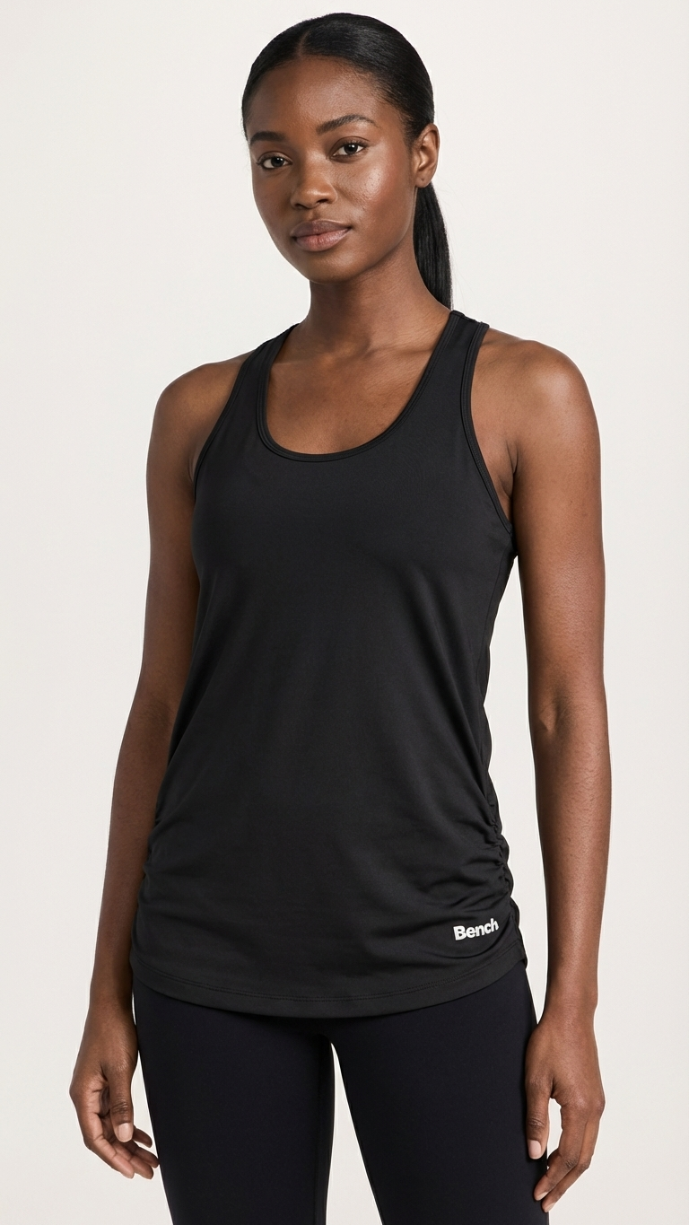 Bench Women's Rouched Active Tank, Black, Size XL