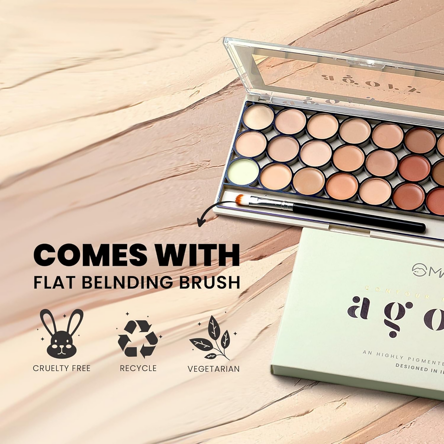 MARS Cosmetics 24 Shade Agory Cream Contour Palette With Brush - Shade-01