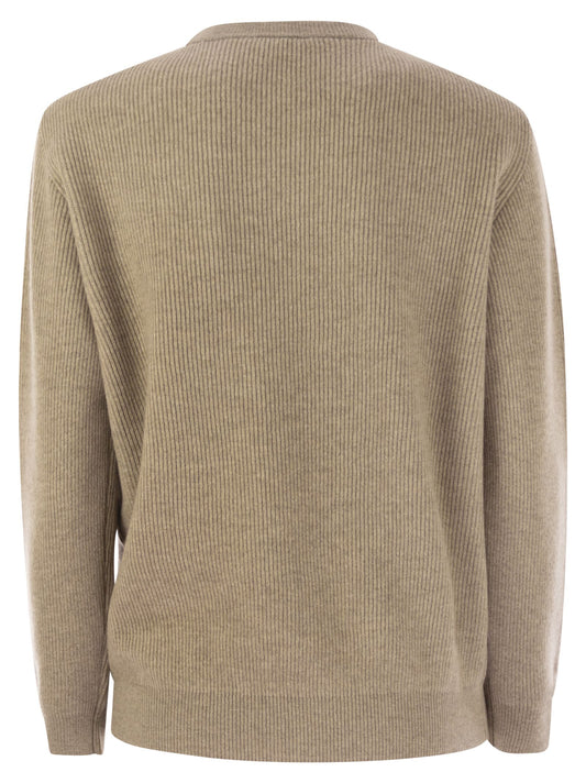 Brunello Cucinelli Women English Rib Cashmere Sweater With Monile