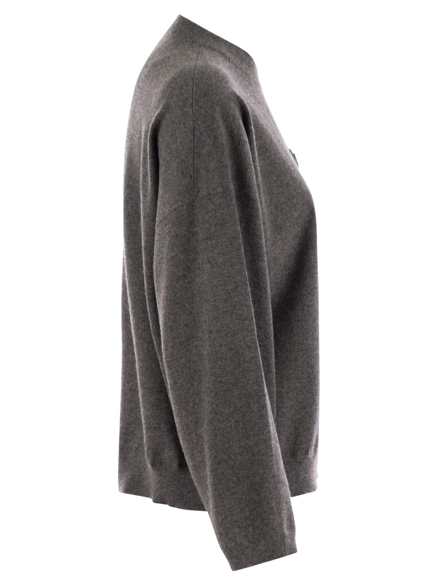 Brunello Cucinelli Women Cashmere Sweater With Breast Pocket And Necklace