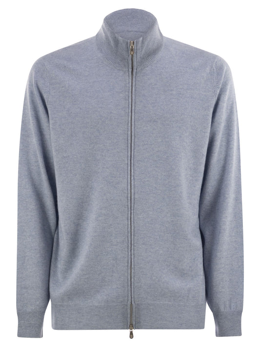 Brunello Cucinelli Men High-Necked Cashmere Cardigan With Zip