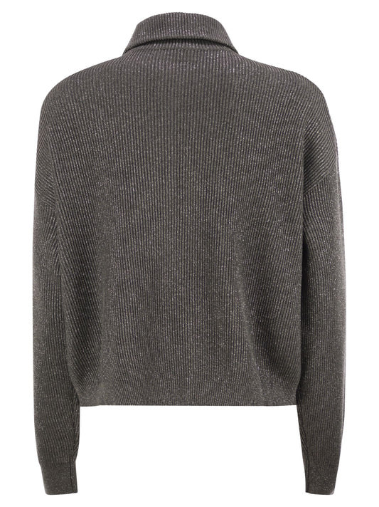 Brunello Cucinelli Women Cotton And Viscose Rib Knit High Collar