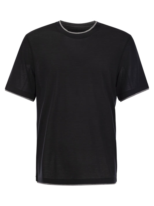 Brunello Cucinelli Men Silk And Cotton T-Shirt